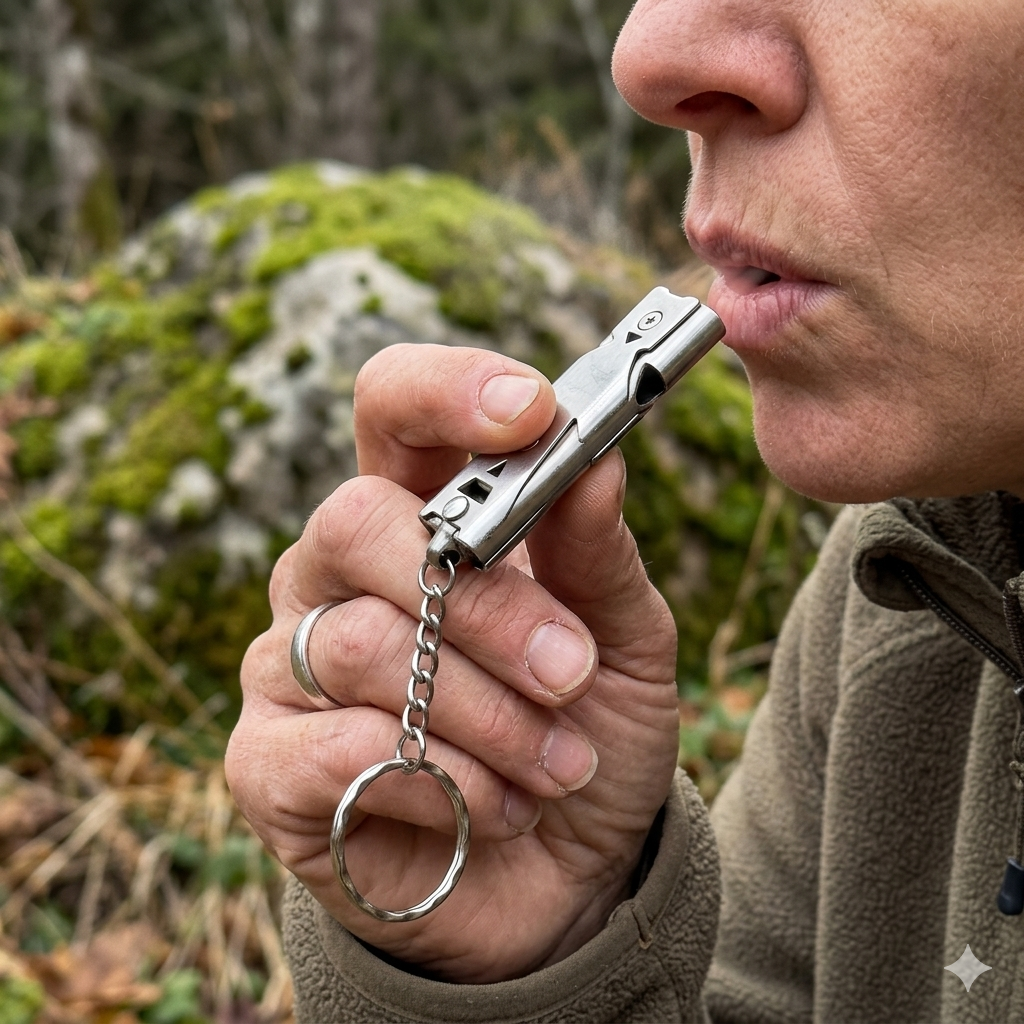 Sifflet de survie montagne puissant avec cordon pour signalisation en randonnée et situations d’urgence